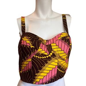 Chen Burkett Pink Brown Crop Top sz XL NWOT